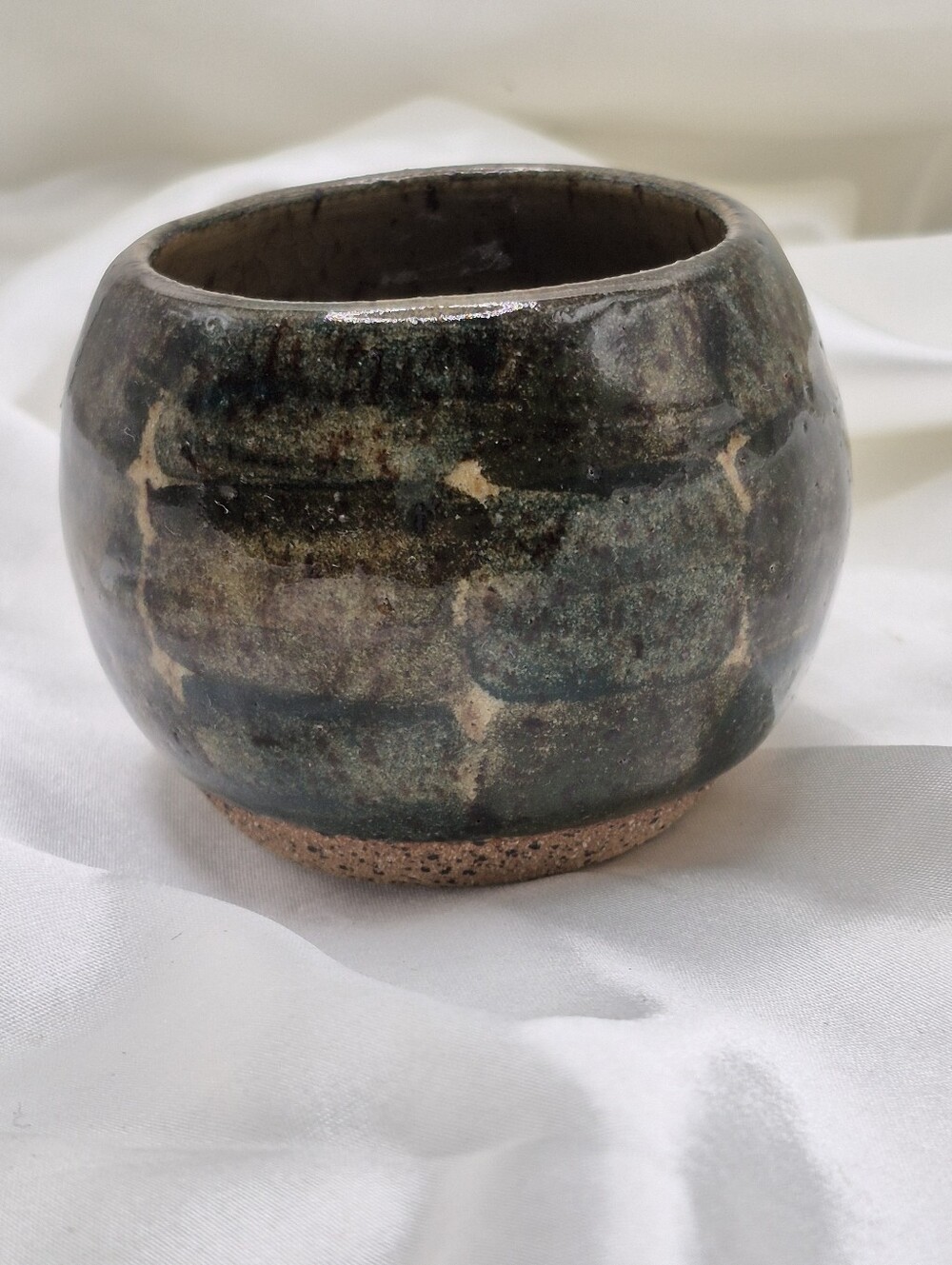 Handcrafted Green-Black Ceramic Mini Pot Or Coin Pot